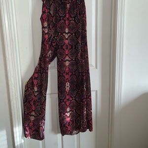 Strapless snake printed pantsuit